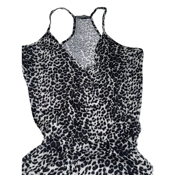 Loveappella Womens Leopard Print Jumpsuit Sleeveless Racerback Rayon Blend Size - Picture 4 of 11
